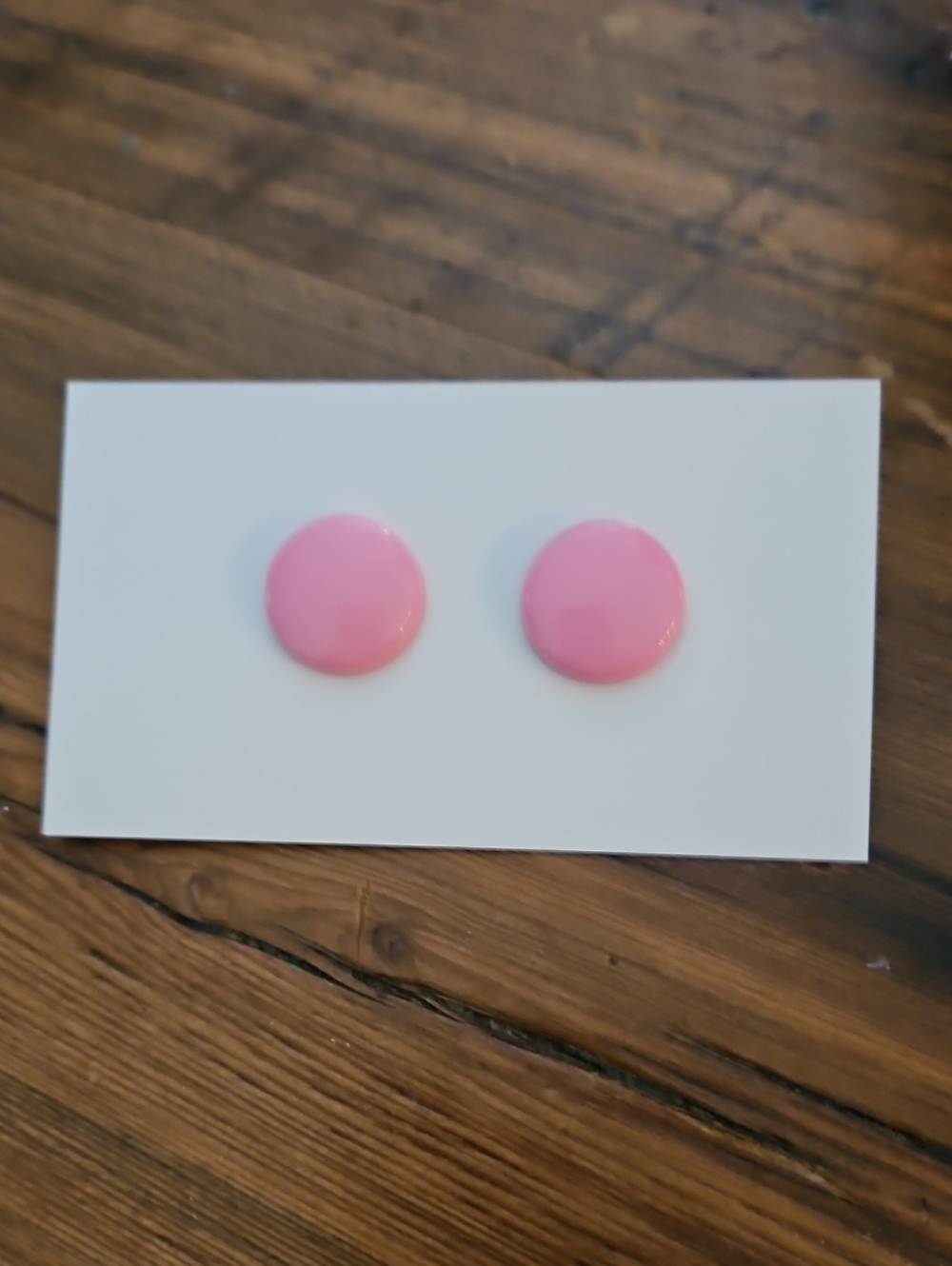 Vintage Eighties Lucite Pink Round Stud Earrings